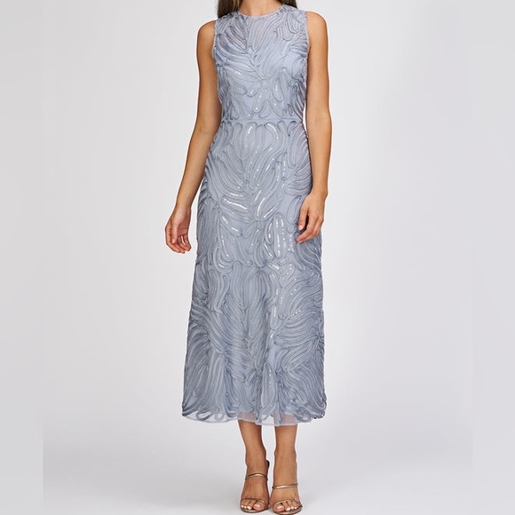 JS Collections Cassandra Soutache Party Light Blue Midi Dress NWT Size 14 - Picture 1 of 8